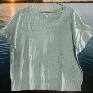 Liz Claiborne Mint Green Short Sleeve Knit Sweater Top